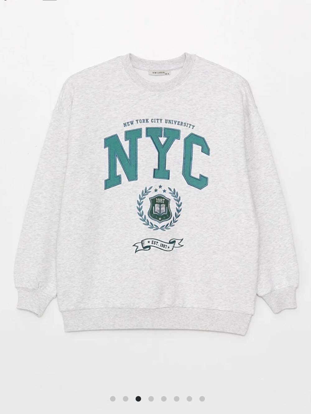 Crewneck Sweatshirt with NYC Graphic Light Gray - Unisex